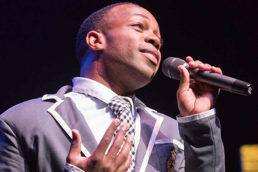 Todrick Hall performs during the Grand Prairie stop of his "Straight Outta Oz" tour at the...