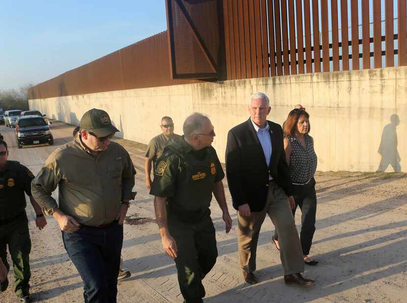 Vice President Mike Pence listened to Manuel Padilla, U.S. Border Patrol Rio Grande Valley...