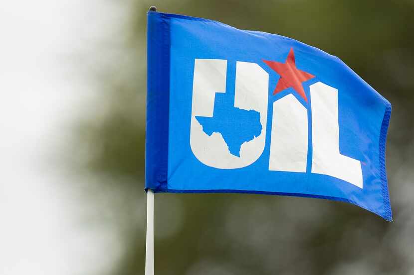 The pin of the 12th hole during round 1 of the UIL Class 5A boys golf tournament in...