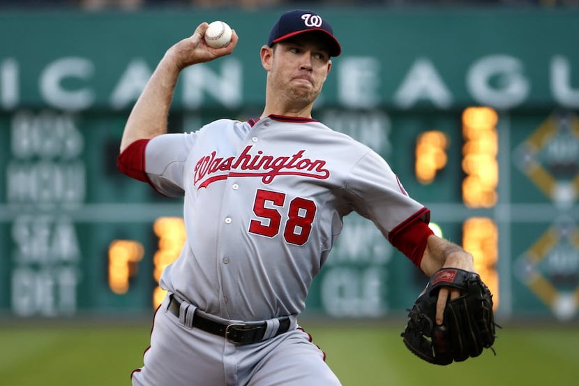  In this July 23, 2015, file photo, Washington Nationals starting pitcher Doug Fister (58)...