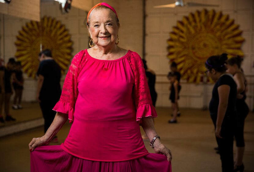 Anita N. Martinez poses for a portrait at her ballet folklorico studio in Dallas. 