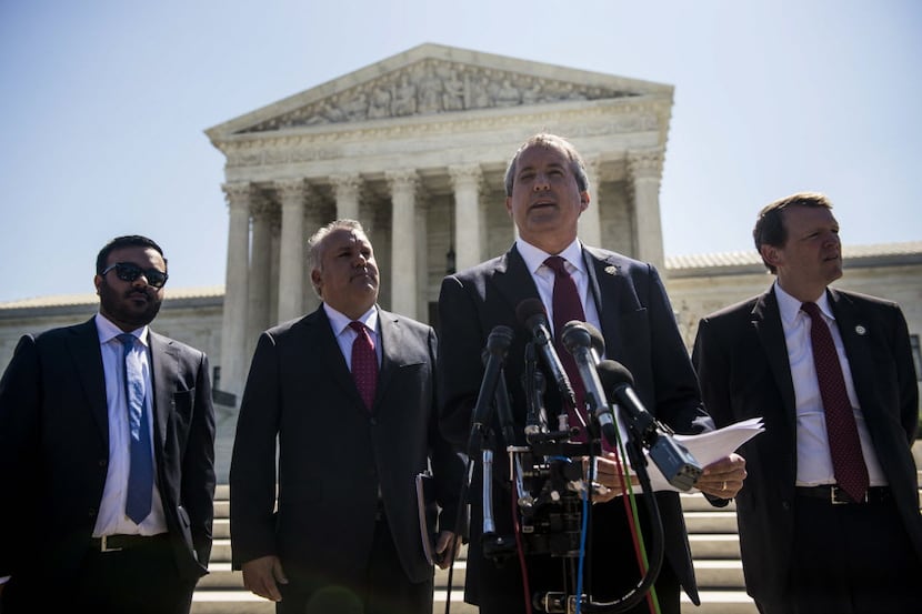 WASHINGTON, D.C. - JUNE 9:  Texas Attorney General Ken Paxton spoke to reporters at a news...