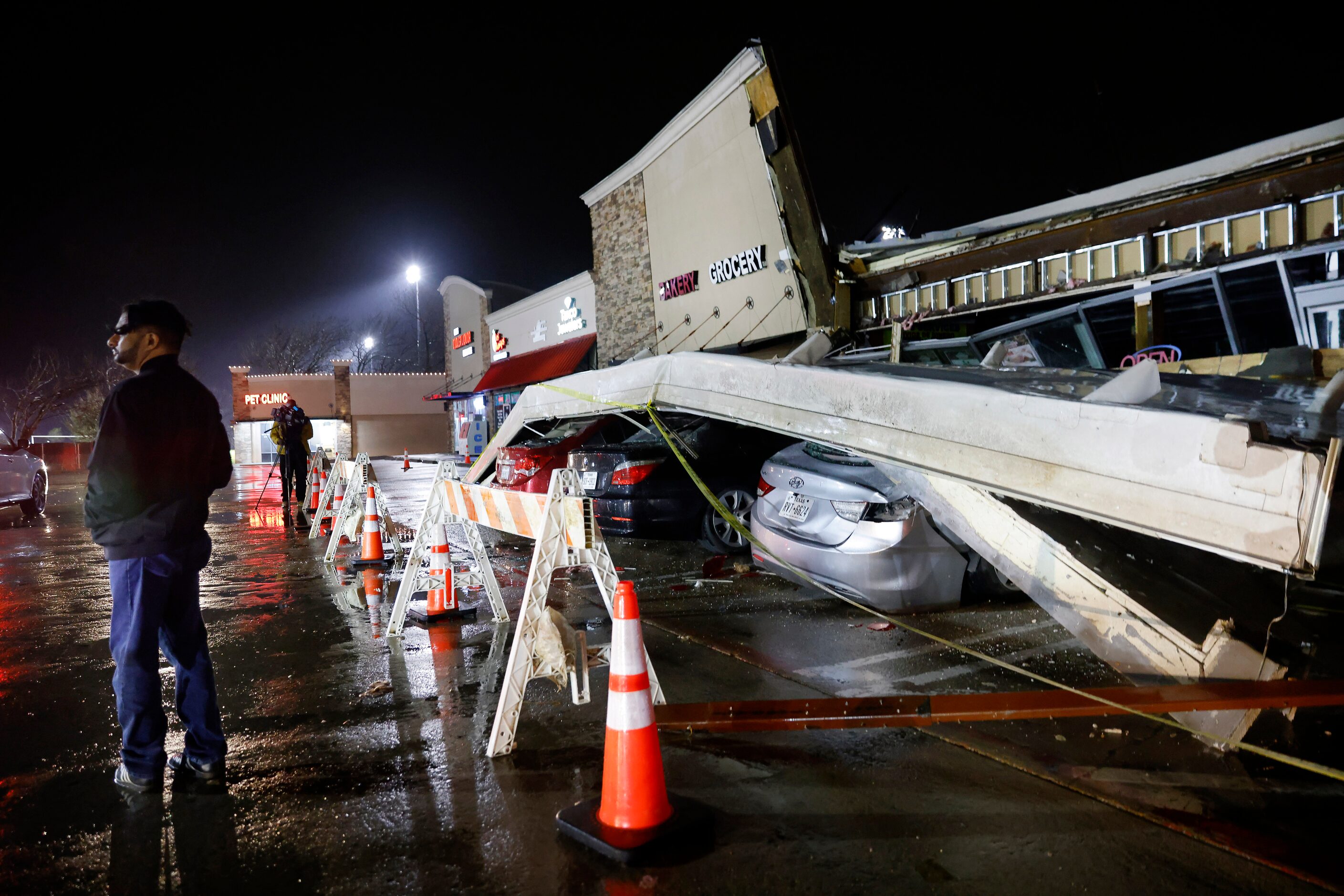 As a line of powerful thunderstorms rolled through Little Elm, Texas, the roof of the La...