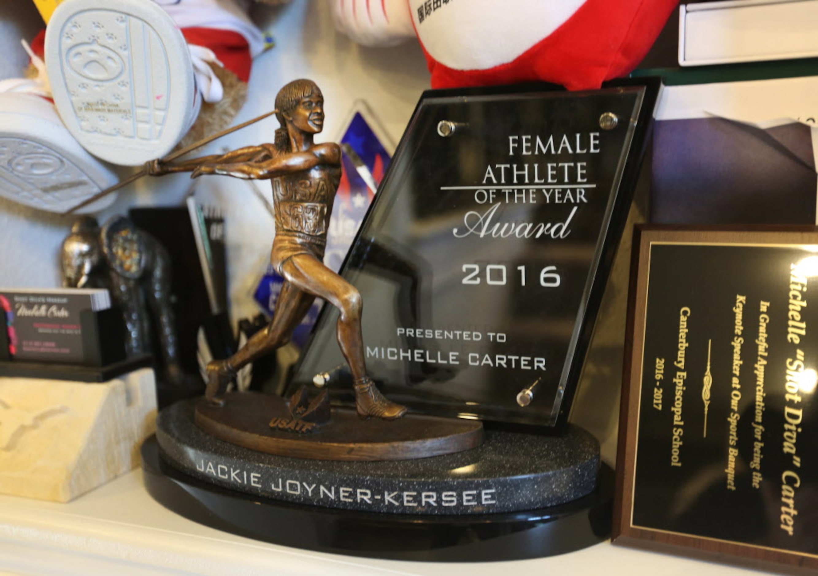 Olympic gold medal shot putter Michelle Carter is pictured at her home in Grand Prairie on...