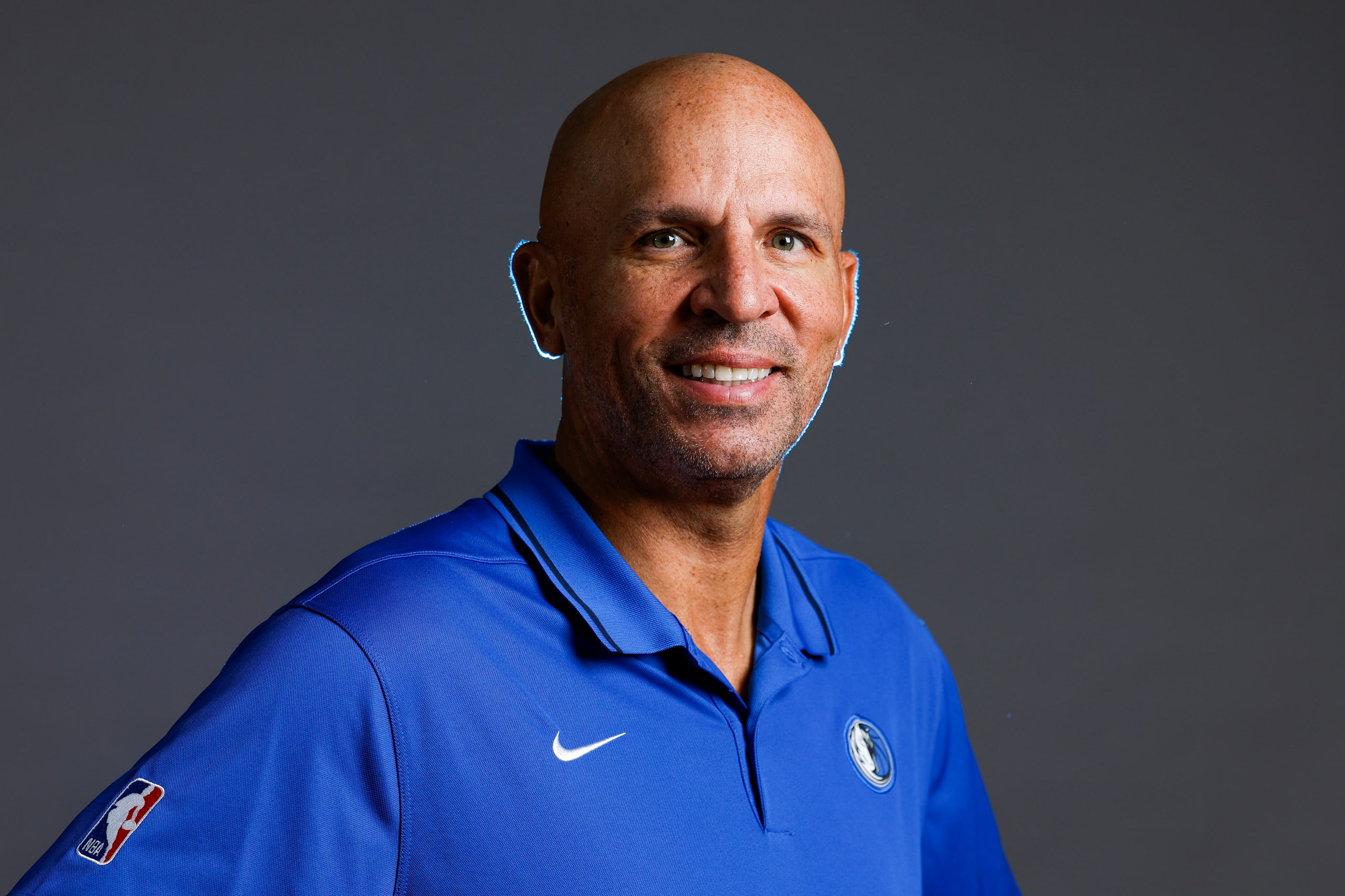 Dallas Mavericks head coach Jason Kidd poses for a photo during the media day on Friday,...