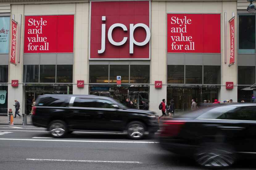 Traffic makes its way past the J.C. Penney store outside the Manhattan Mall in New York. 