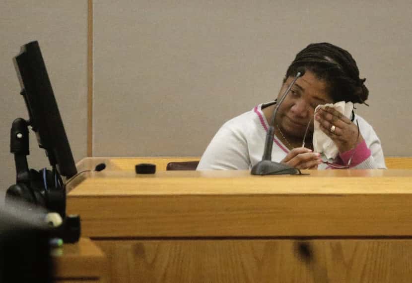 Jerry Brown's mother, Stacey Jackson, cried as she testified during the sentencing portion...