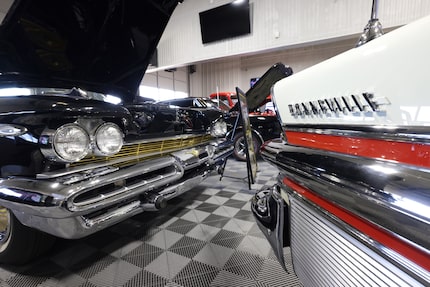 A variety of classic cars are on display during an auction at Manheim in Dallas, Texas,...