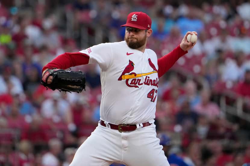 St. Louis Cardinals starting pitcher Jordan Montgomery throws during the first inning of a...