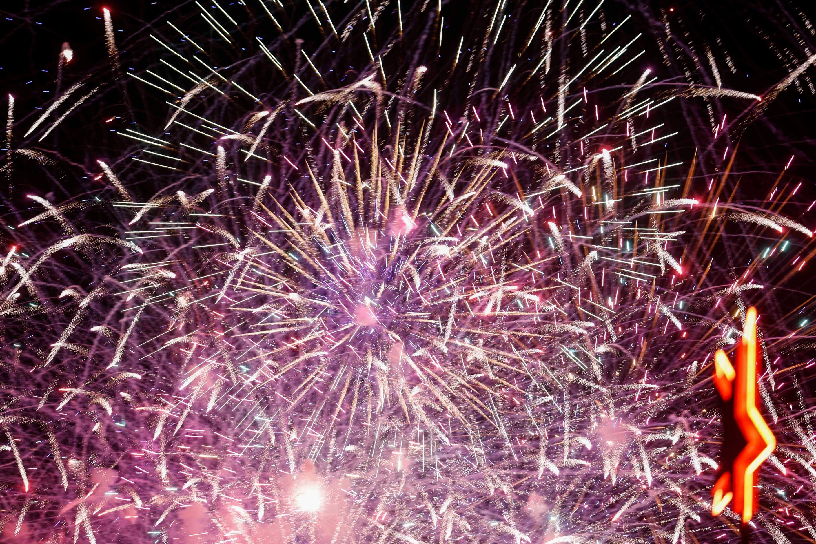 Fireworks explode during an Independence Day celebration on Monday, July 4, 2022 at Fair...