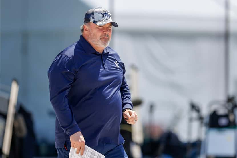 Dallas Cowboys head coach Mike McCarthy walks to practice at The Star, Wednesday, Sept. 6,...