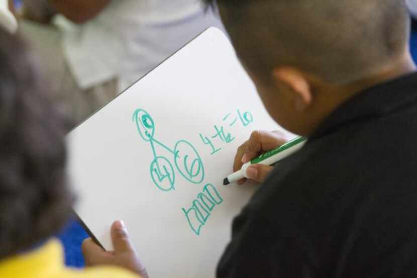 
A pre-K student studies math in Tulsa, Okla. 
