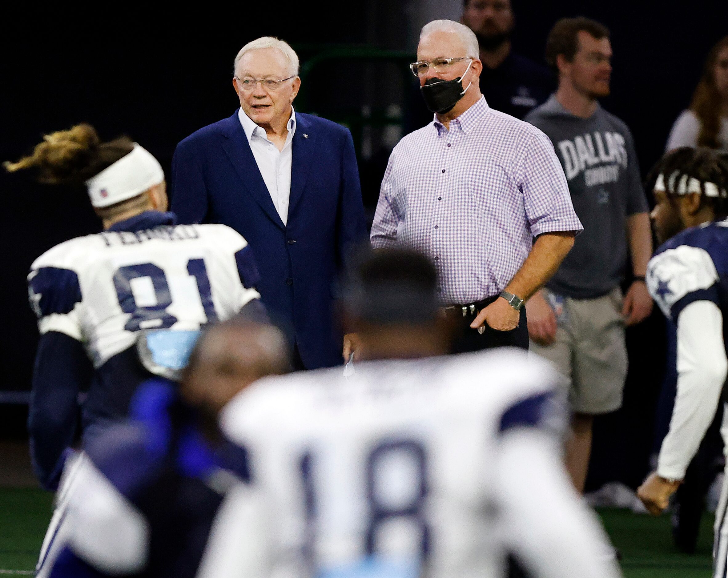 Dallas Cowboys owner Jerry Jones (left) and his son and Executive Vice President, CEO and...