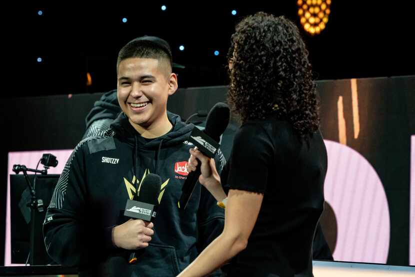 Anthony "Shotzzy" Cuebas-Castro speaks after the Dallas Empire defeat the Minnesota RØKKR in...