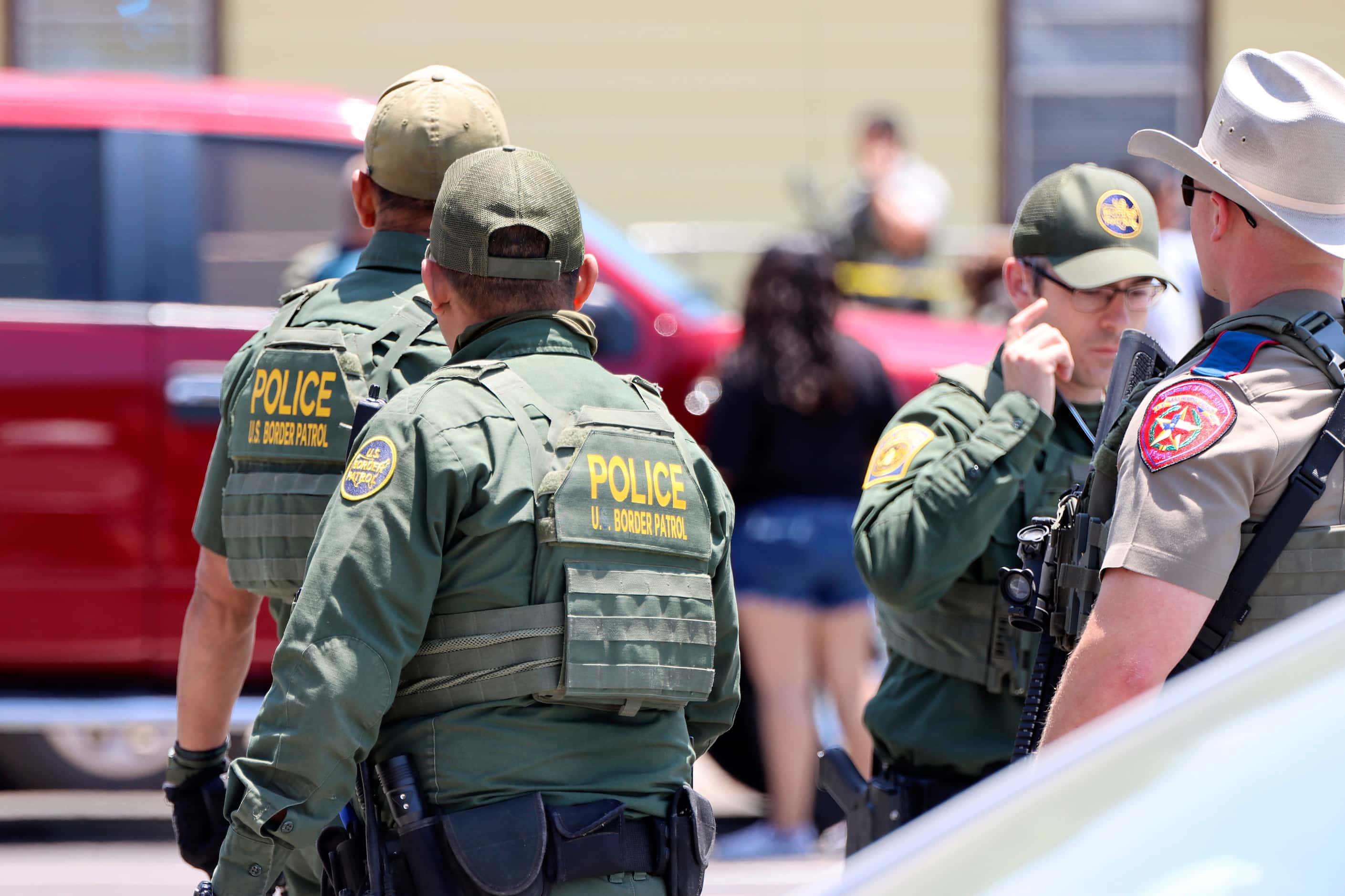 Law enforcement officers are seen in a photo by Pete Luna, General manager, Uvalde...