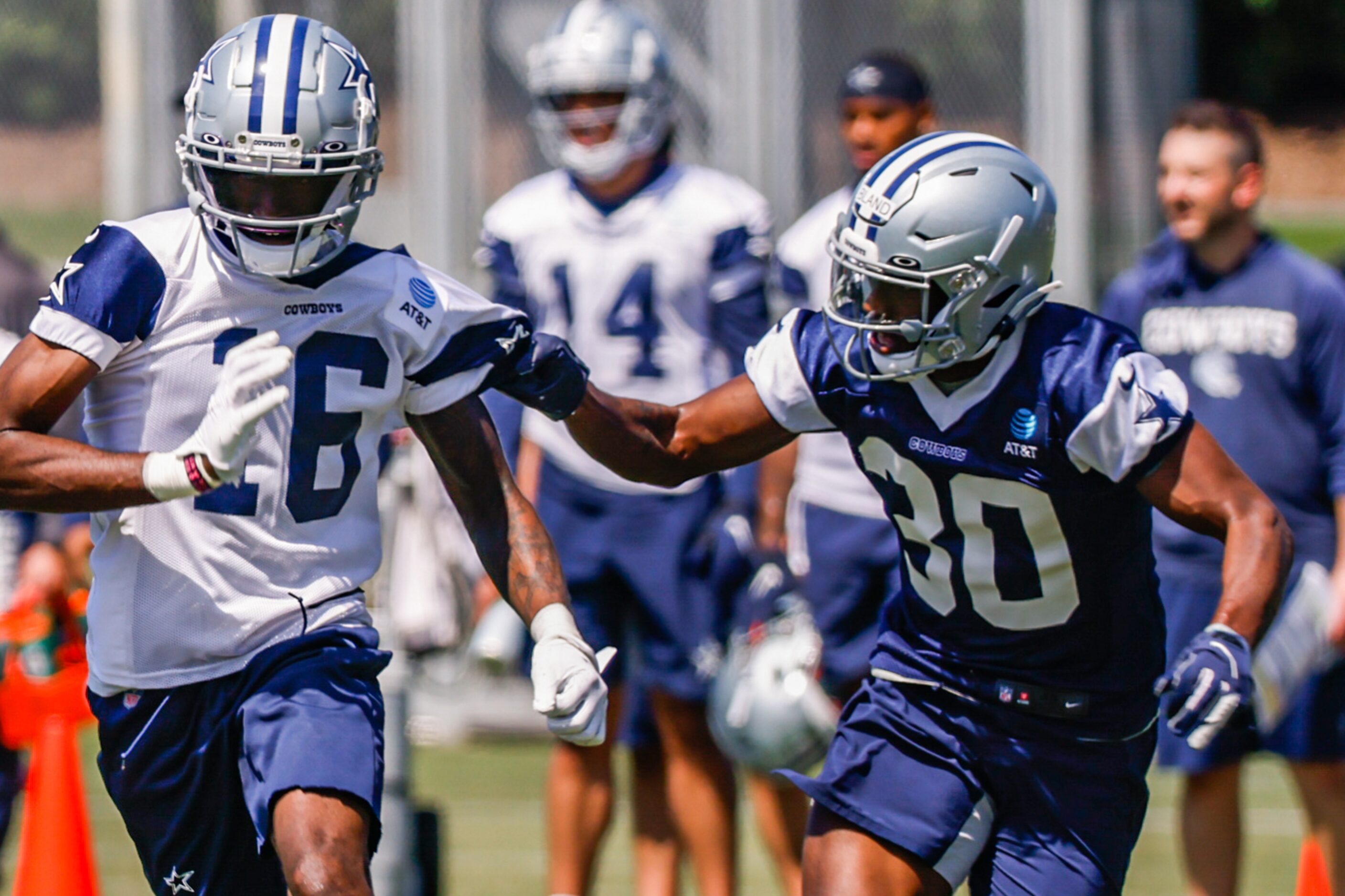 Dallas Cowboys cornerback (30) DaRon Bland and wide receiver (16) T.J. Vasher during a...