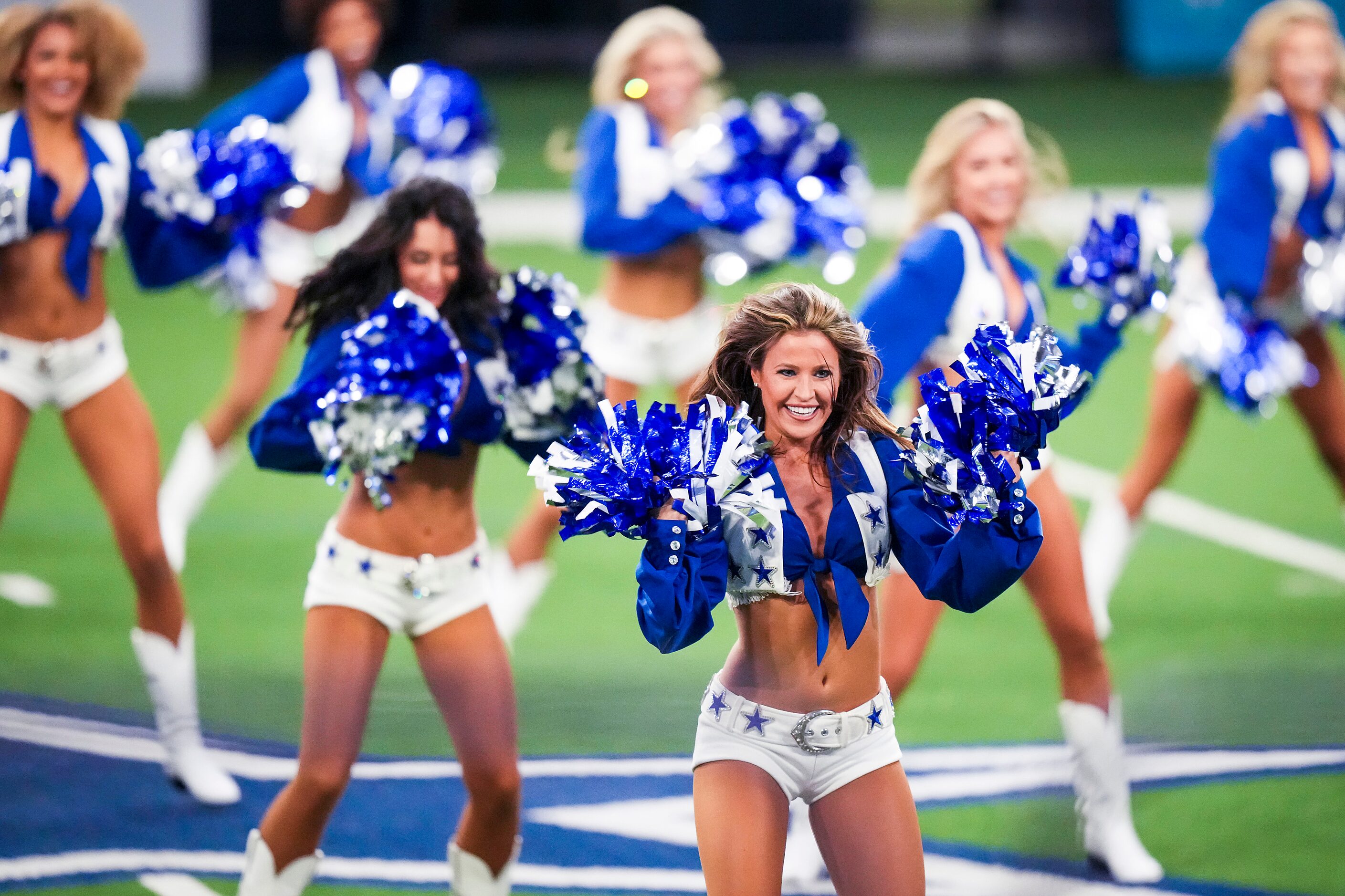 The Dallas Cowboys Cheeleaders perform opening ceremony for a Cowboys open training camp...