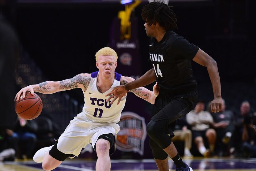 LOS ANGELES, CA - DECEMBER 08:  Jaylen Fisher #0 of the TCU Horned Frogs drives to the...
