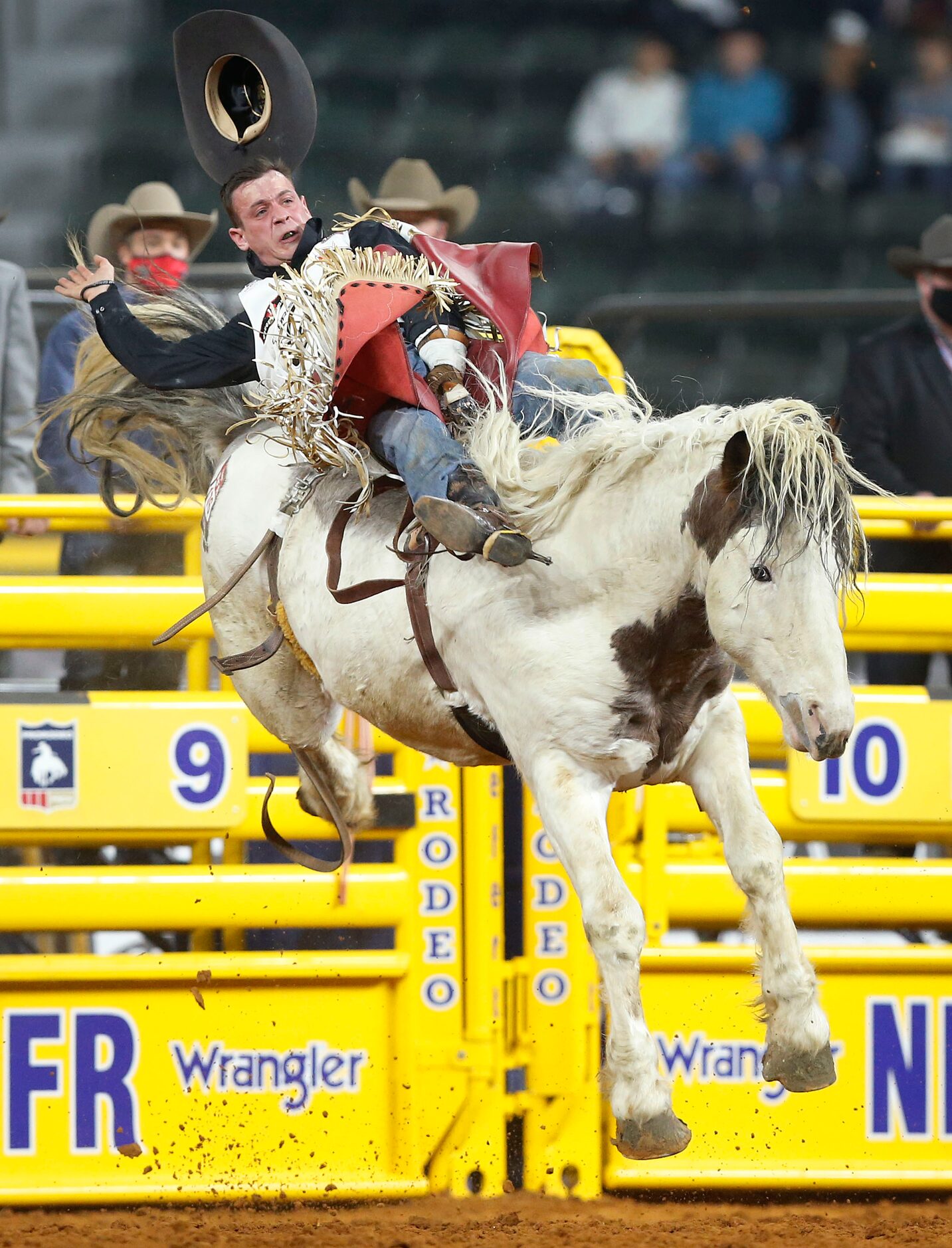 Bareback rider Tim O'Connell of Zwingle, Iowa rides Two Buck Chute during Round 10 of the...