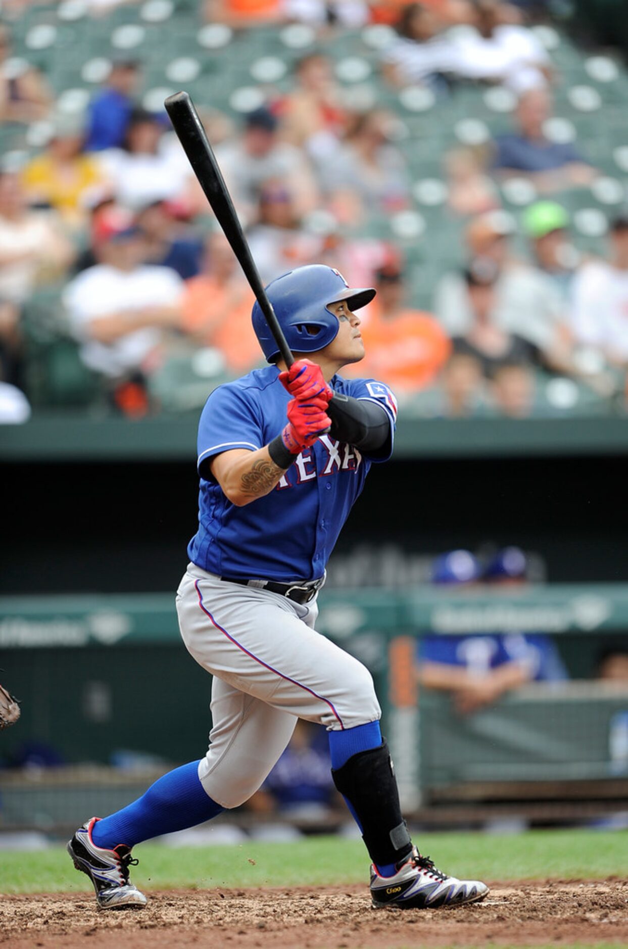 BALTIMORE, MD - JULY 15:  Shin-Soo Choo #17 of the Texas Rangers hits a home run in the...