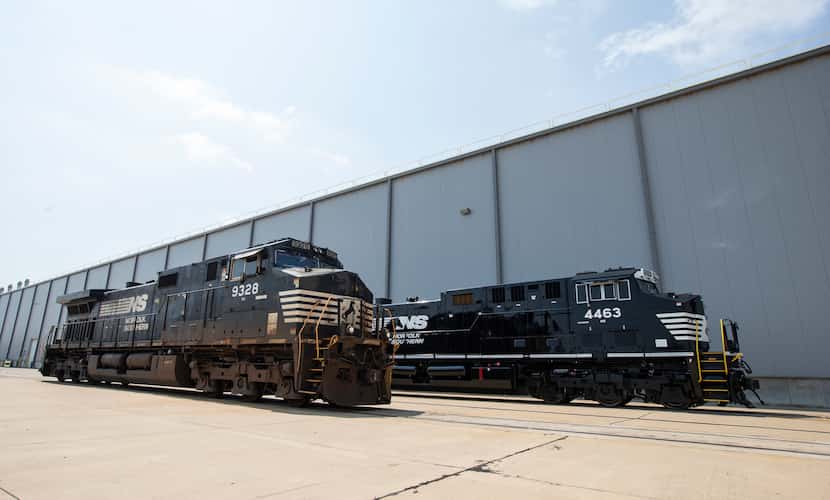 A before-and-after look at Norfolk Southern locomotives at Wabtec's locomotive plant in Fort...