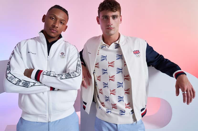 British athletes Kye Whyte, left, and Jacob Peters wearing official Olympic team uniforms by...