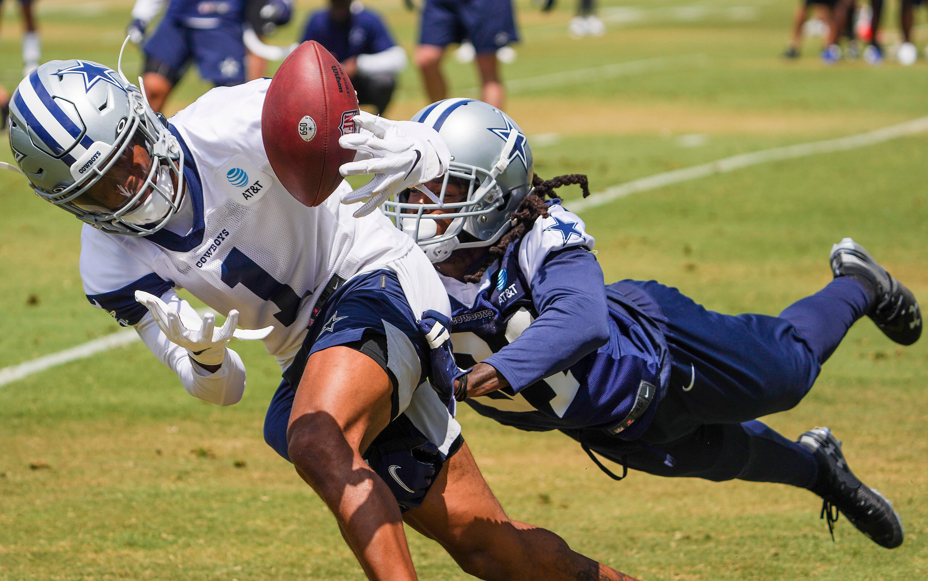 Dallas Cowboys wide receiver Cedrick Wilson (1) can’t make a catch in the end zone as...