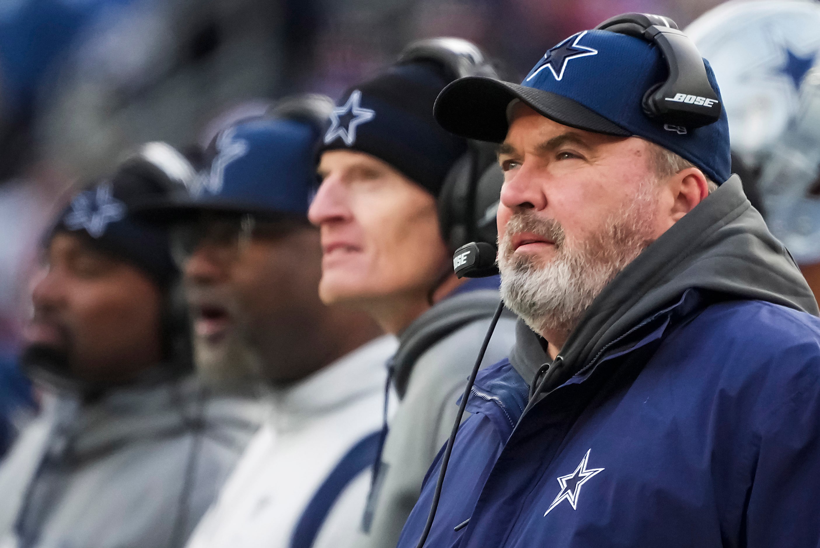 Dallas Cowboys head coach Mike McCarthy watches from the sidelines during the first half of...