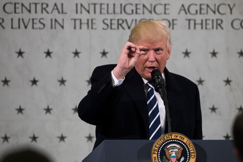 President Donald Trump on Saturday at CIA headquarters. (Doug Mills/The New York Times)