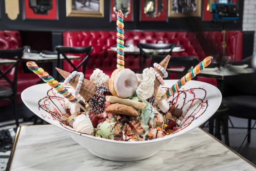 The $100 King Kong Sundae at the Sugar Factory is constructed with 24 scoops of ice cream...