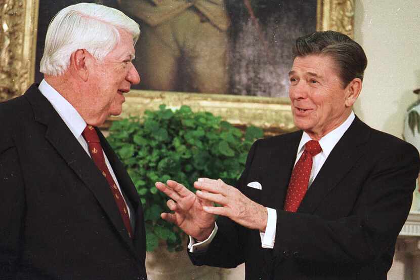 Republican President Ronald Reagan (right) could always talk with Democratic House Speaker...