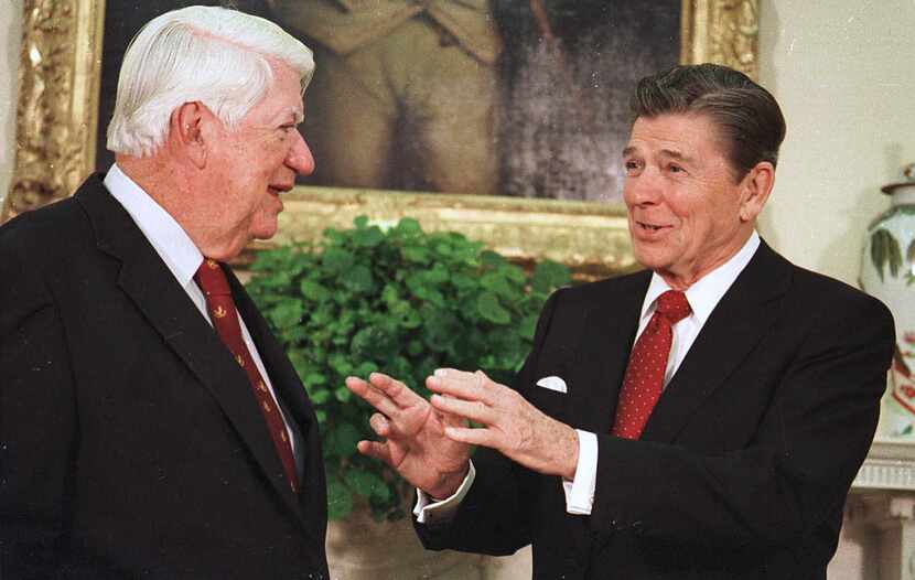 Republican President Ronald Reagan (right) could always talk with Democratic House Speaker...