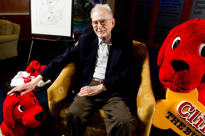 FILE - In this May 4, 2011 file photo, author and cartoonist Norman Bridwell poses for a...