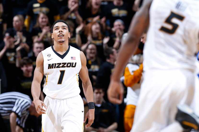 COLUMBIA, MO - FEBRUARY 19: Phil Pressey #1 of the Missouri Tigers looks up at the...