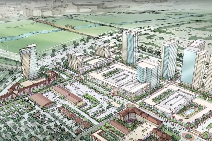 A masterplan for Trinity Groves shows towers along with apartments and retail.
