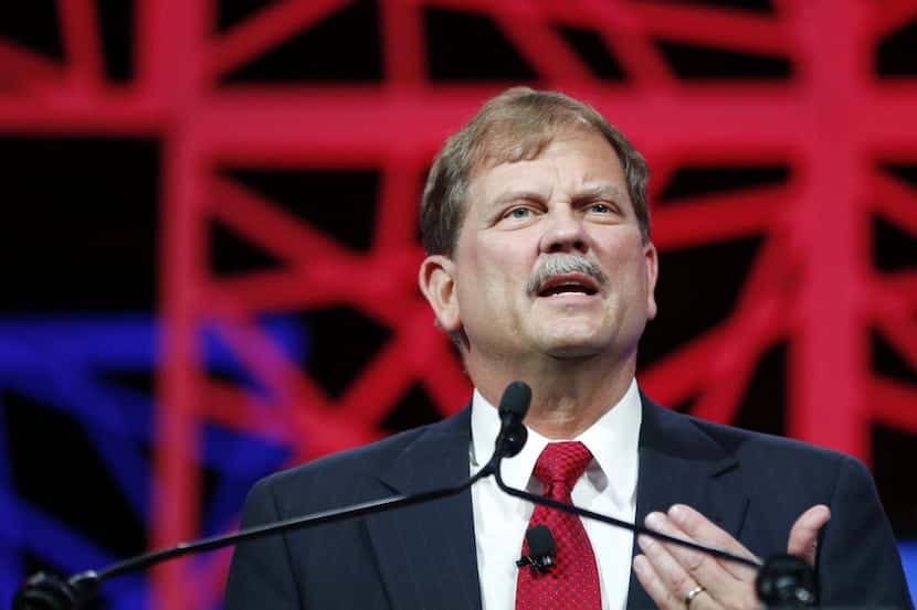 Tom Mechler spoke during the Texas Republican Convention at the Kay Bailey Hutchison...