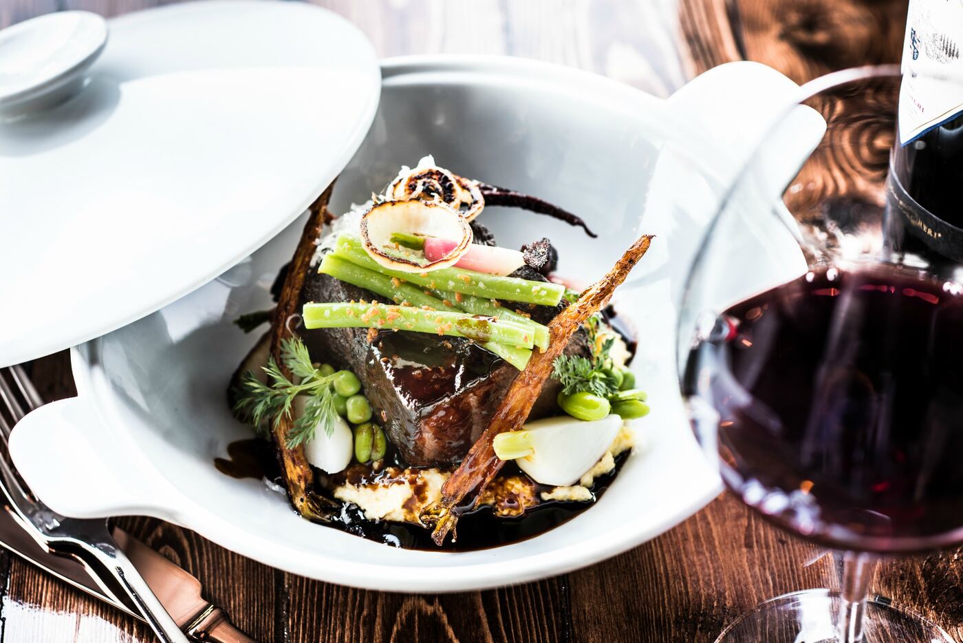 Pot roast with spring vegetables at Vicini