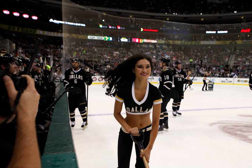 Dallas Stars Ice Girls in action during NHL Hockey action between the Dallas Stars and the...