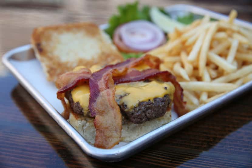 Cheeseburger with Applewood smoked bacon at Little Woodrow's in Dallas.