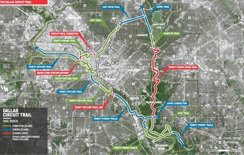 The planned Loop connector would create a 50-mile trail around central Dallas.