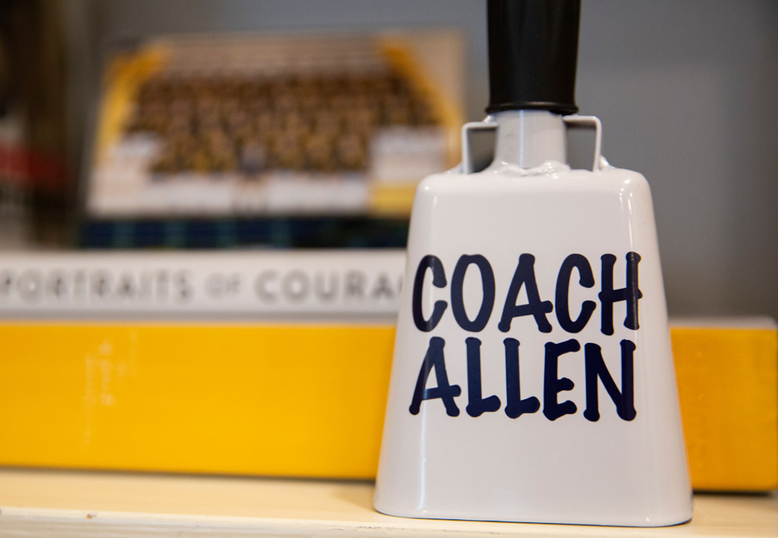 A cowbell in Highland Park football coach Randy Allen's Highland Park home on Nov. 9, 2019...