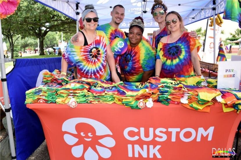 "Inkers" from Custom Ink sold gear and celebrated at the 2019 Dallas Pride Celebration at...