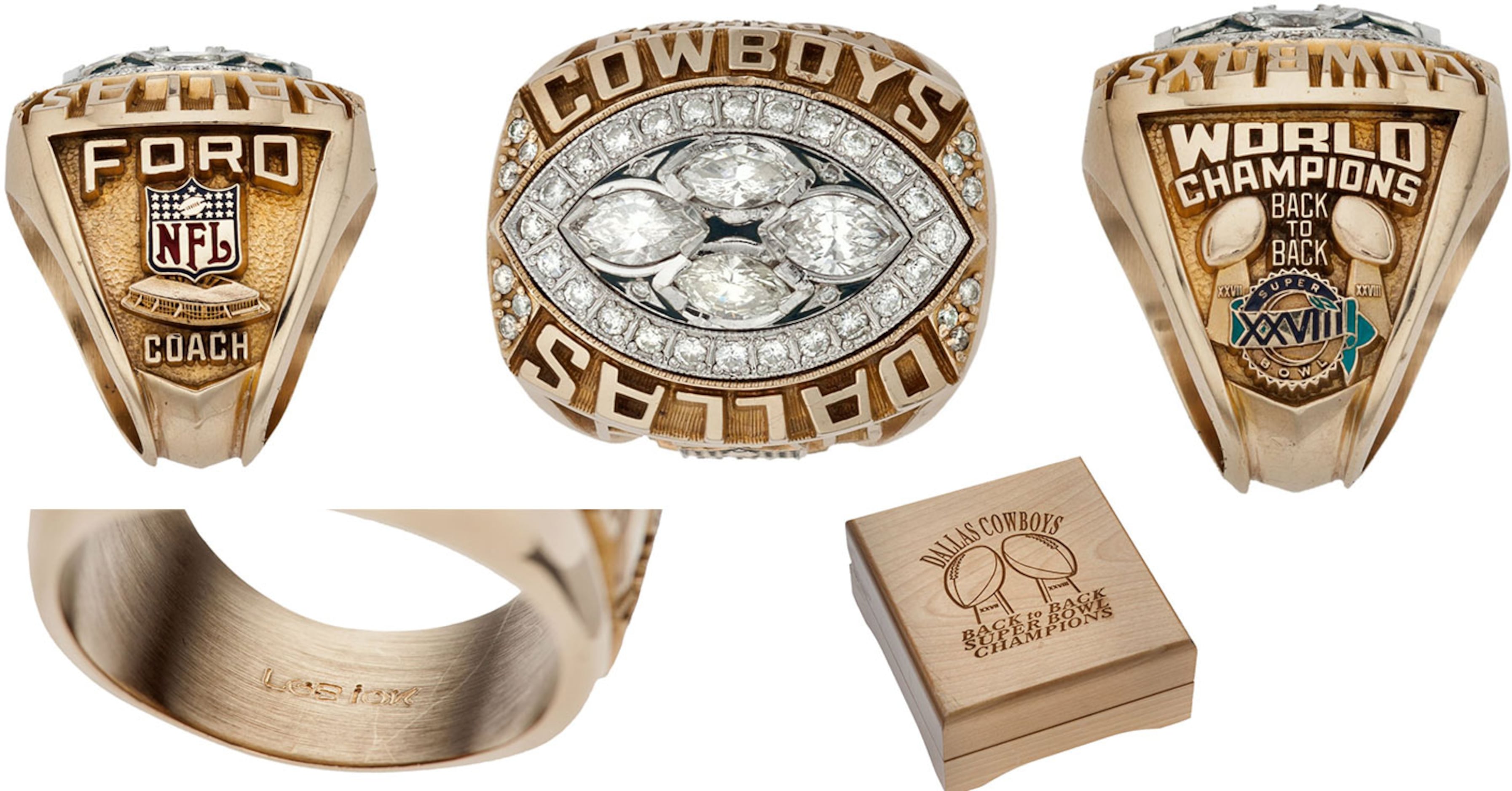 5 Pcs Cowboys Rings Dallas Cowboys Super Bowl Championship Rings with Box  SILVER