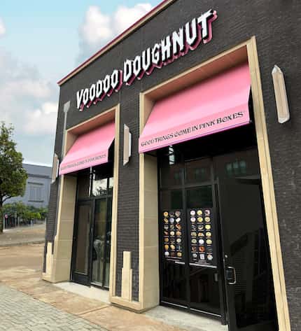 Voodoo Doughnut's storefront on Greenville Avenue in Dallas is next-door to Italian...