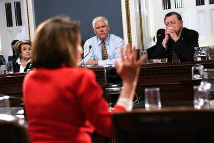 U.S. House Rules Committee Chairman Rep. Pete Sessions (center) of Dallas, Rep. Tom Cole and...
