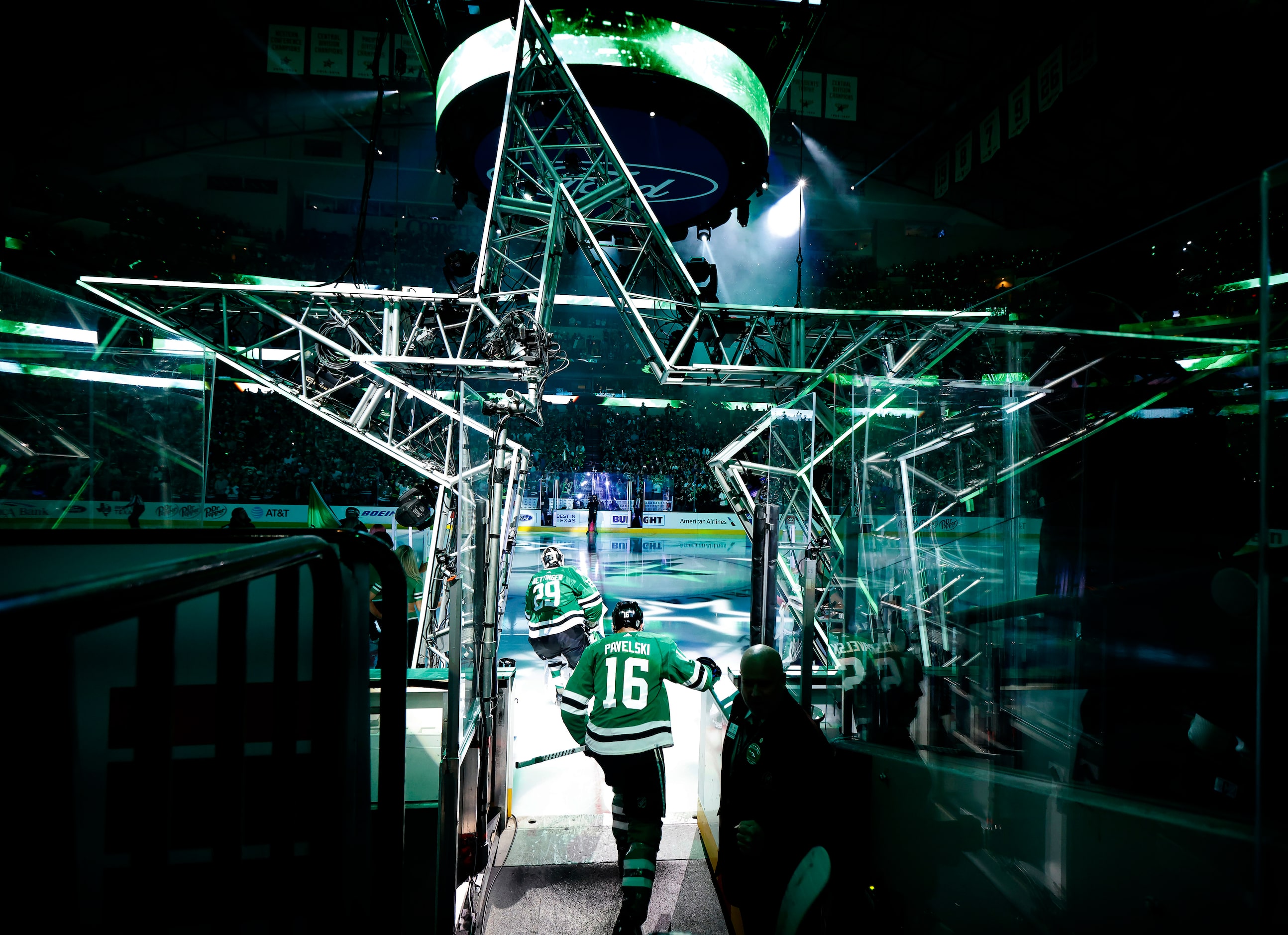 Dallas Stars center Joe Pavelski (16) returns to the ice for the first time since suffering...