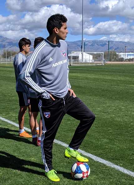 Ricardo Pepi of North Texas SC studies FC Dallas training. (2-19-19)