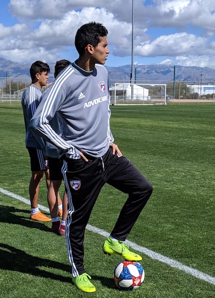 Ricardo Pepi of North Texas SC studies FC Dallas training. (2-19-19)