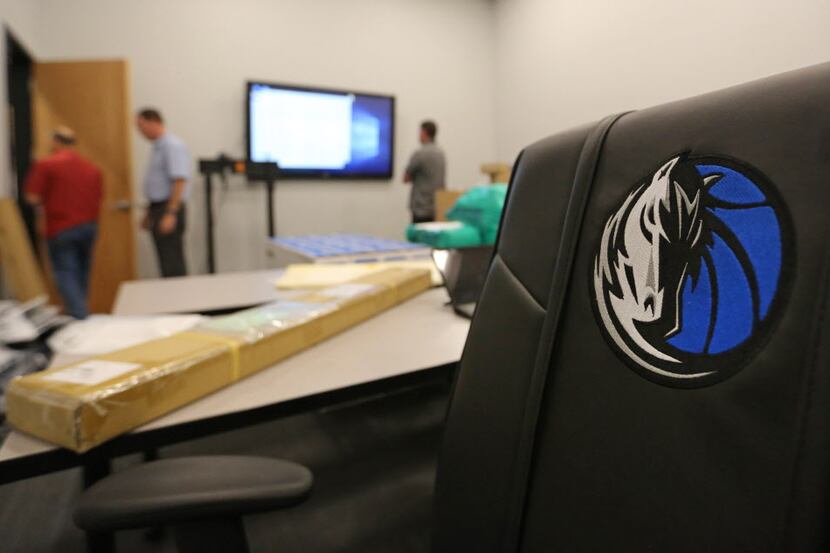 A media room is being built at the Dallas Mavericks' new practice facility, which is...