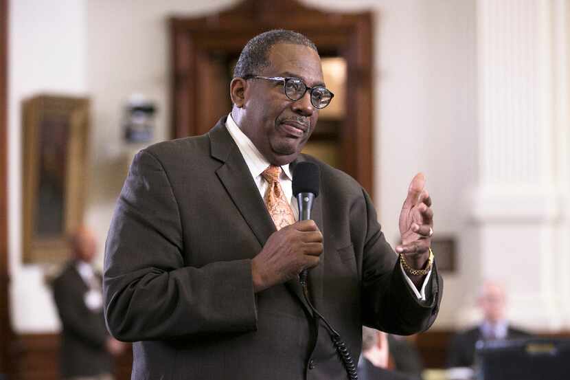 Sen. Royce West, D-Dallas, talks during discussion on the state budget as the Senate takes...